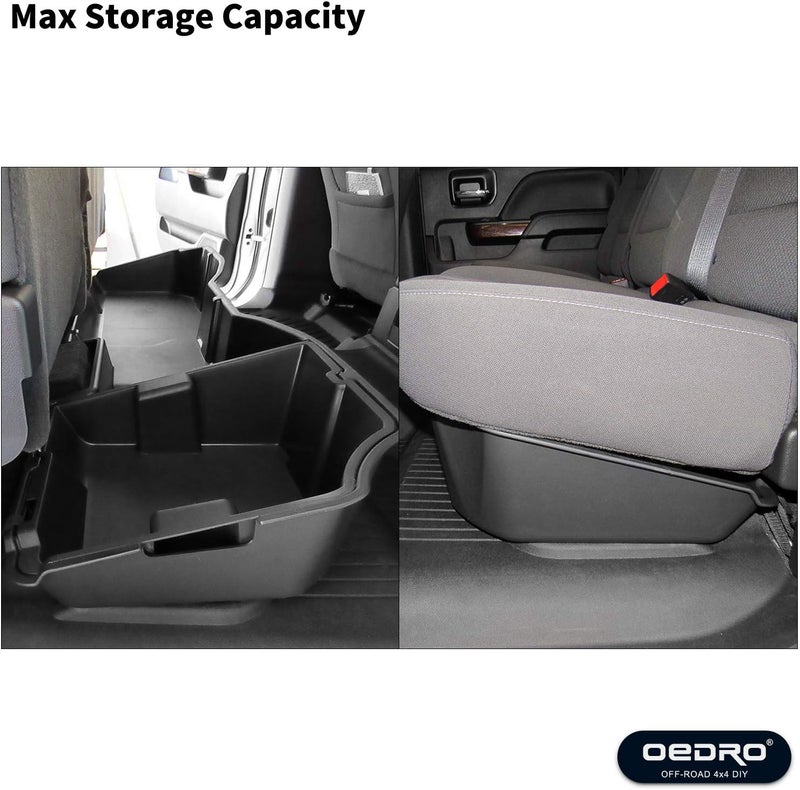 oEdRo Underseat Storage for Chevy Silverado/GMC Sierra 1500(2014-2018) Crew Cab, 2500HD 3500HD(2015-2019), Upgraded Rear Under Seat Storage Truck Organizer Tool Box - Image 5